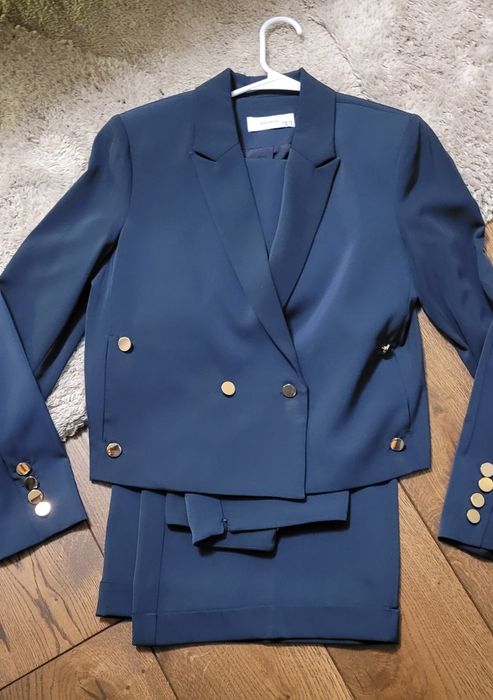 Zestaw reserved 36 granat marynarka spodnie komplet