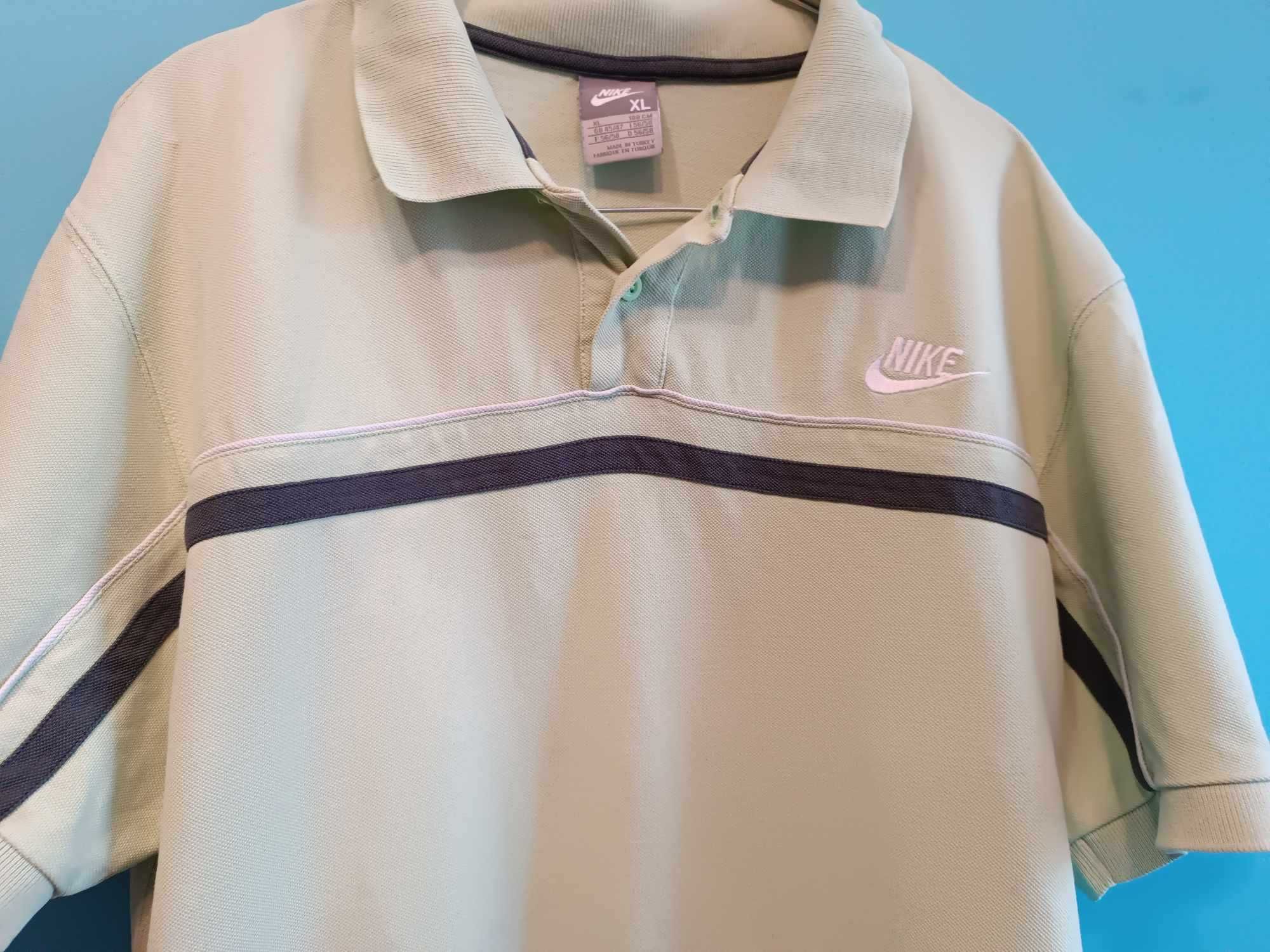 Koszulka polo męska - zieleń miętowa logowana - XL - "Nike".