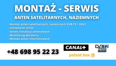 Montaż, serwis anten satelitarnych, DVB-T2/HEVC, monitoring