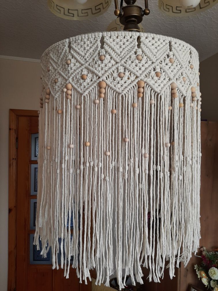 Abażur,  żyrandol, lampa makrama rękodzieło boho