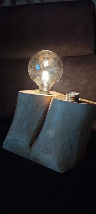 Lampka nocna drewno loft