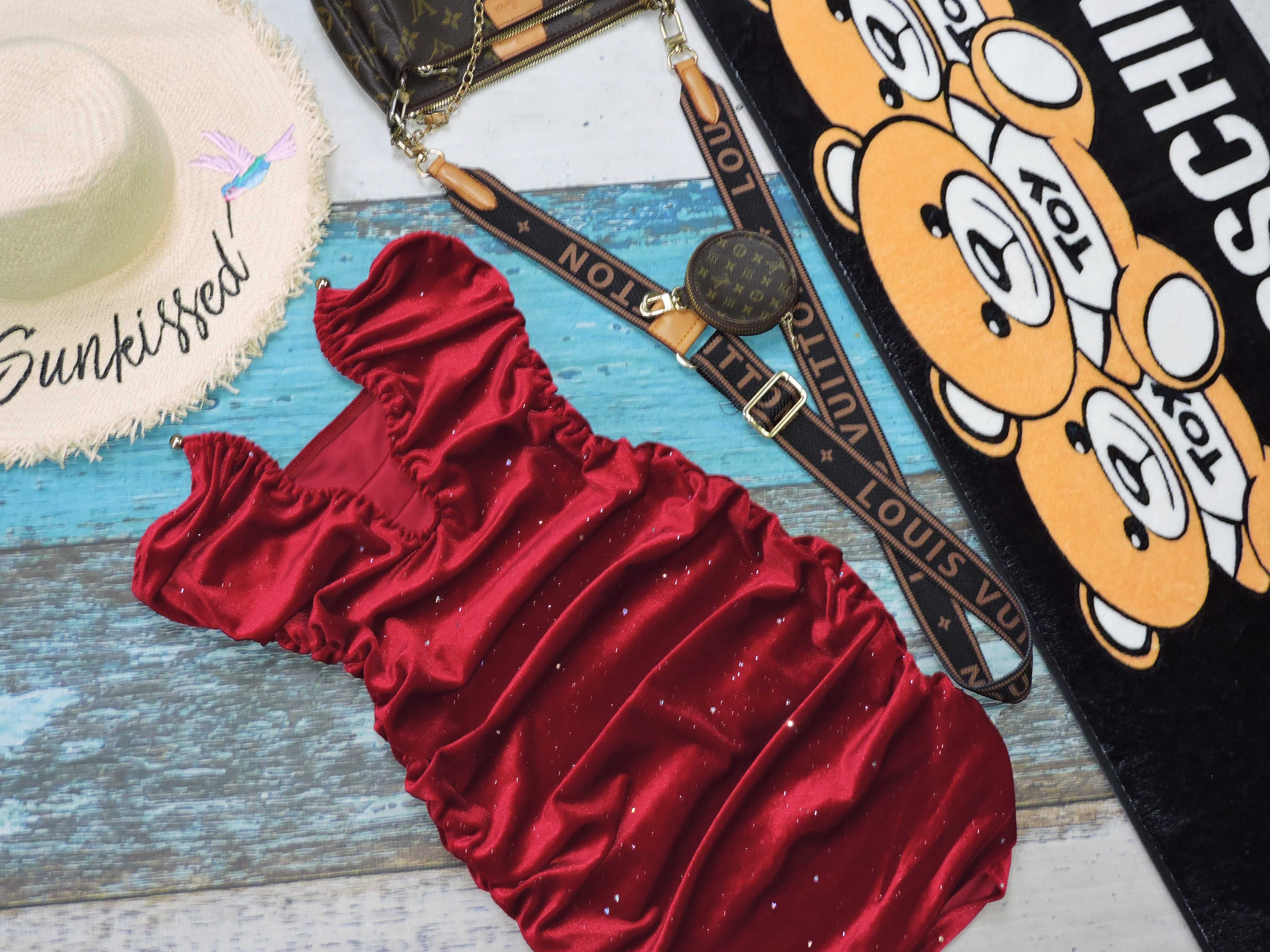 Shein Mega sexi kusząca sukienka brokat marszczenie XS