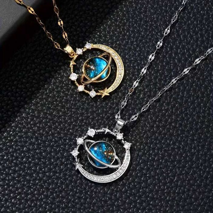 Pozłacany Naszyjnik Niebieska Planeta