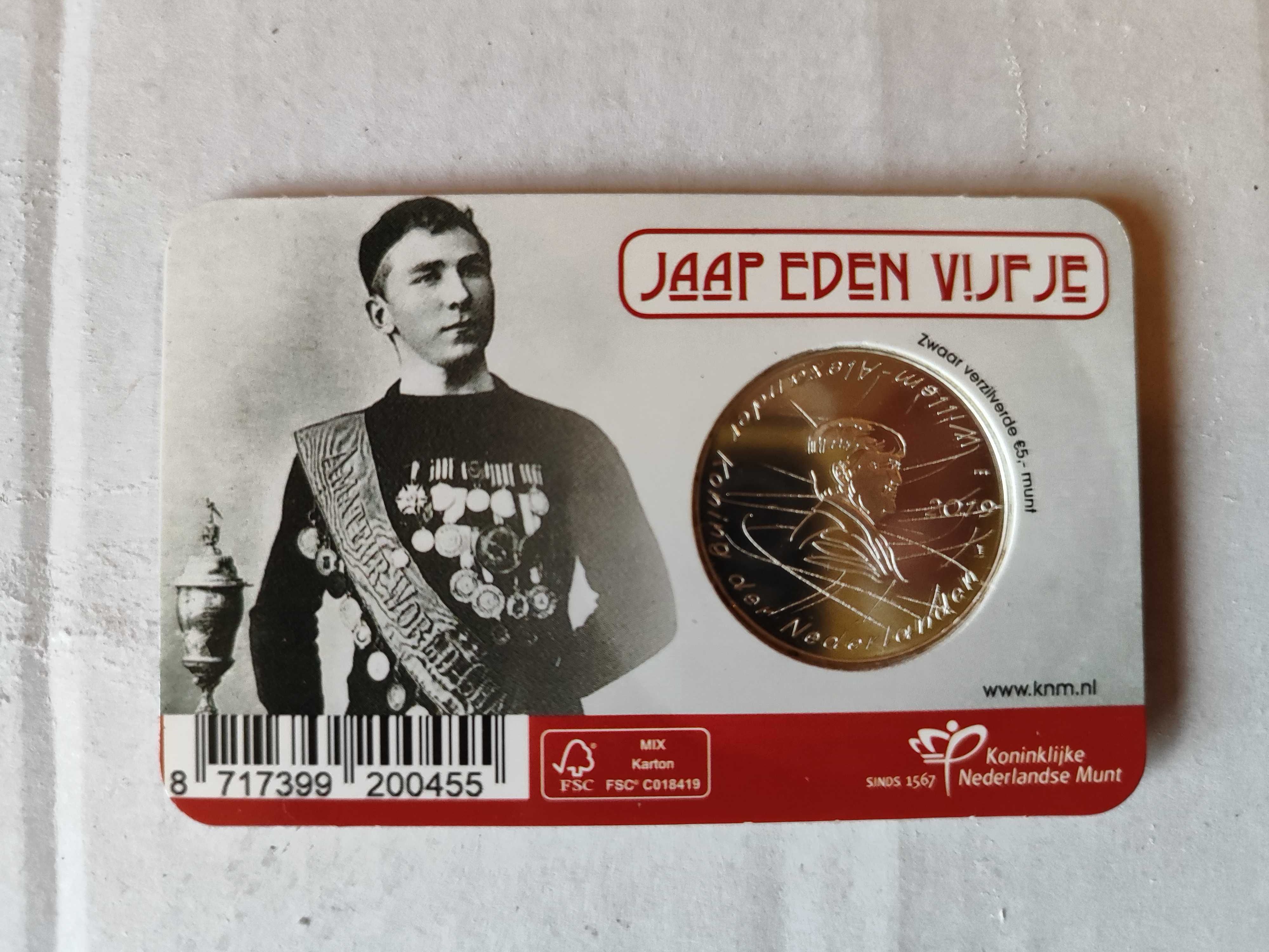 Coincard de moeda de 5€ UNC - Jaap Eden