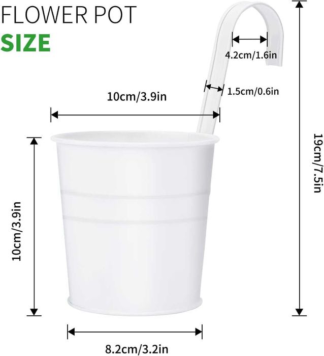 Nowy zestaw doniczek /osłonki /haczyk /10szt / białe /metal /3151