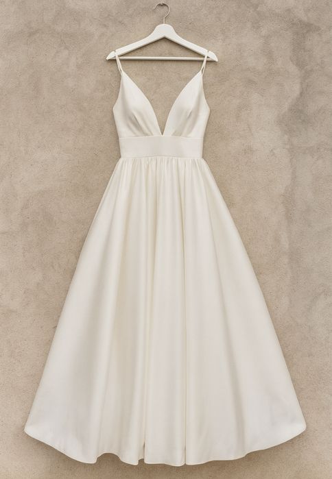 Nowa sukienka suknia ślubna rozkloszowana z koła satynowa boho S 36