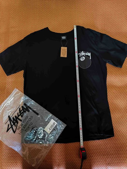 Stussy,Męska czarna koszulka z nadrukiem letnim, rozmiar L