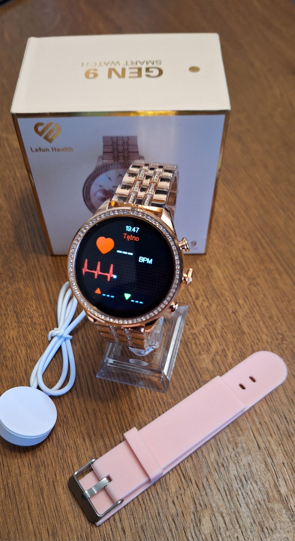 Smartwatch zegarek damski na bransolecie - POLSKIE menu + pasek