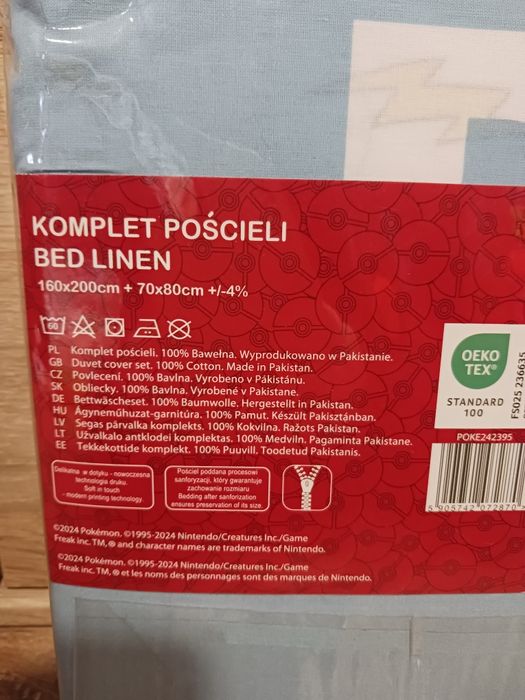 Pościel Pokémon Pikachu 160x200 + 70x80 / nowa