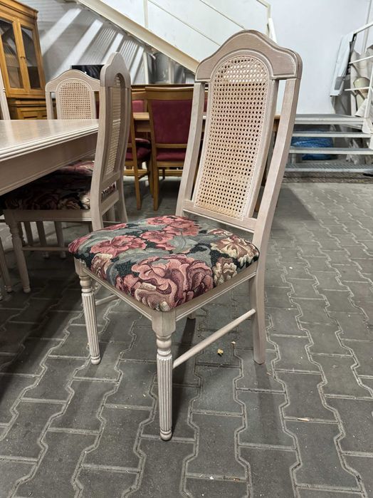 Stół drewniany zestaw stół i krzesła w stylu prowansalskim ecru