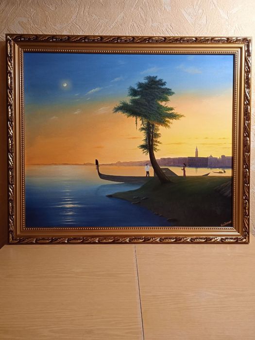 Картина олією на полотні в рамі ,нова