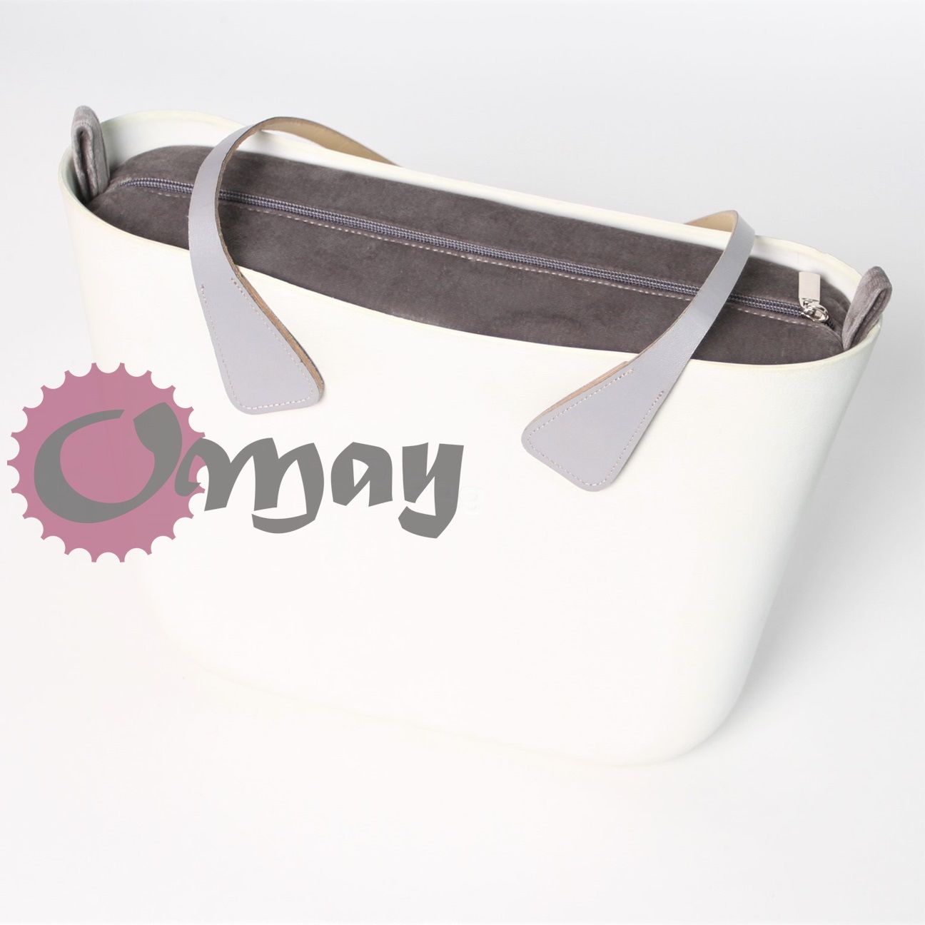 organizer OBAG MINI velvet szary welur wkład 2 kieszenie OMAY