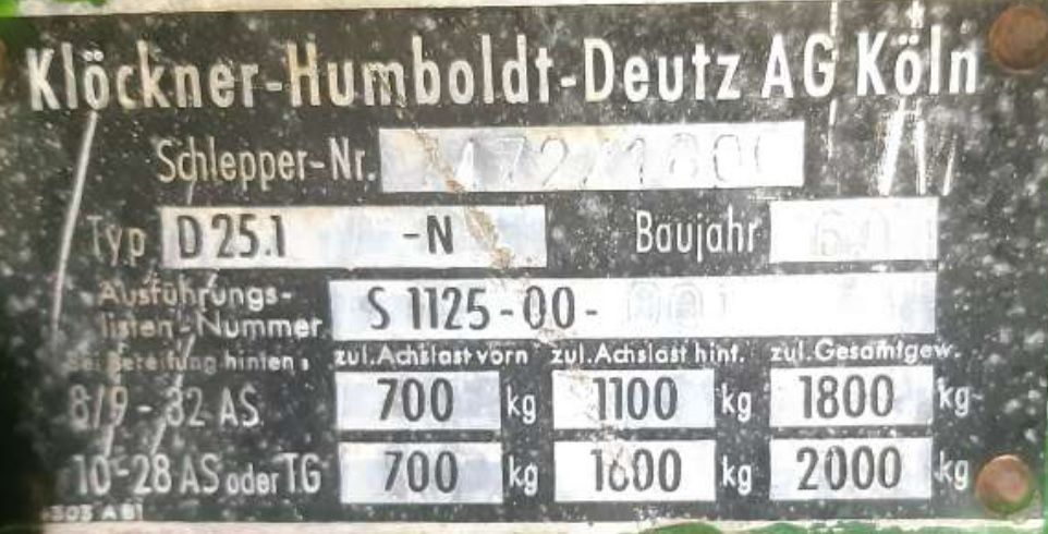 Traktor Deutz D 25.1 N 251