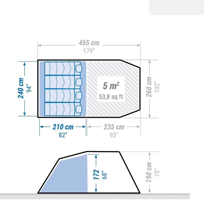 Tenda de Campismo Quechua Arpenaz 4.1 – 4 Pessoas (1 Quarto + Espaço d