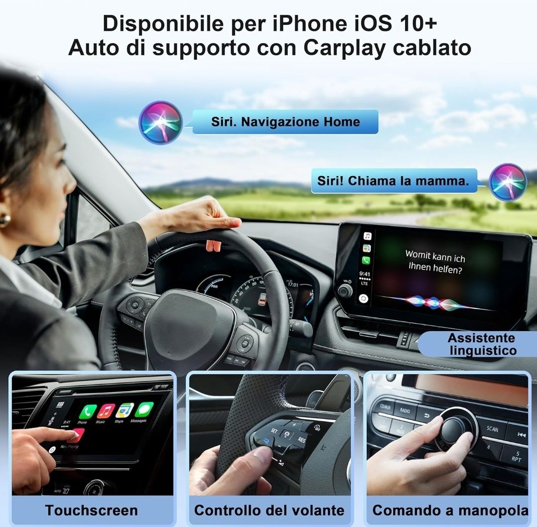 Bezprzewodowy adapter CarPlay USB do samochodu z CarPlay Android iOS