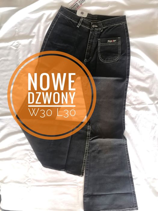 Vintage Nowe dzwony w30 L30 jeansy z metką