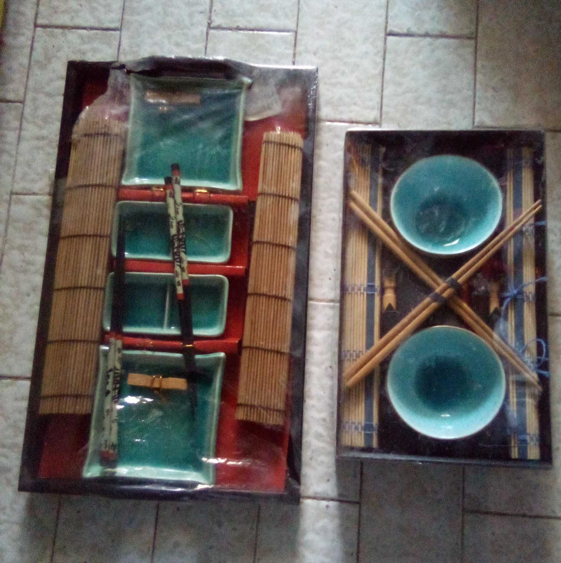 Coleção Oriental com Bandeja contém sushi como ver tudo. Não usados