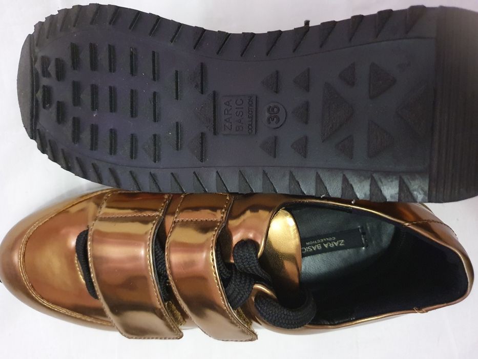 Tênis Zara dourado bronze 36