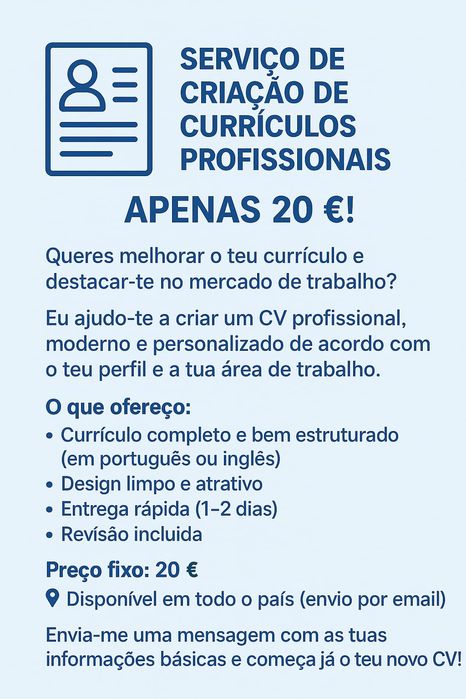 Faço currículo modelo EUROPA