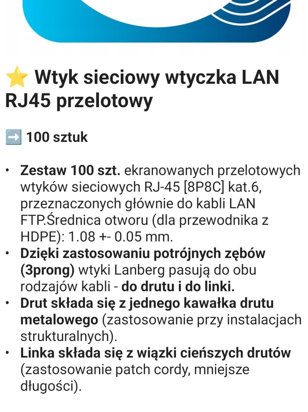 Wtyk sieciowy przelotowy KAT6 PLS-6000EZ Lanberg