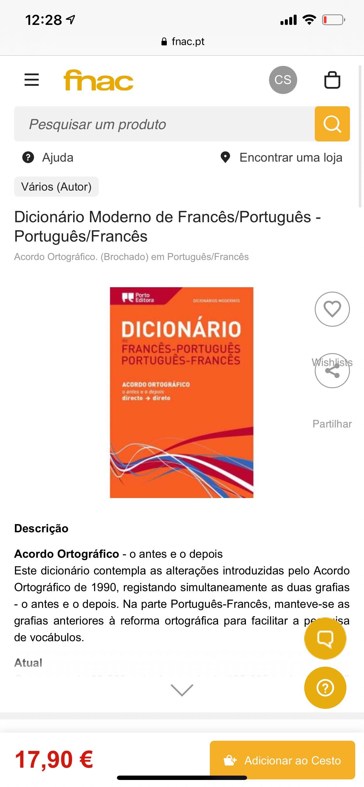 Dicionário Português-Francês como novo