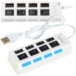 Hub adapter rozdzielacz USB na 4x USB BLOW HUB-07 60cm biały 86-076#