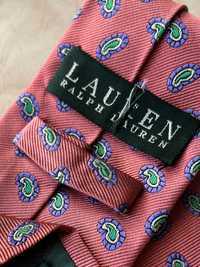 Ralph Lauren - 100% jedwab klasyczny krawat prążkowany różowy wzór