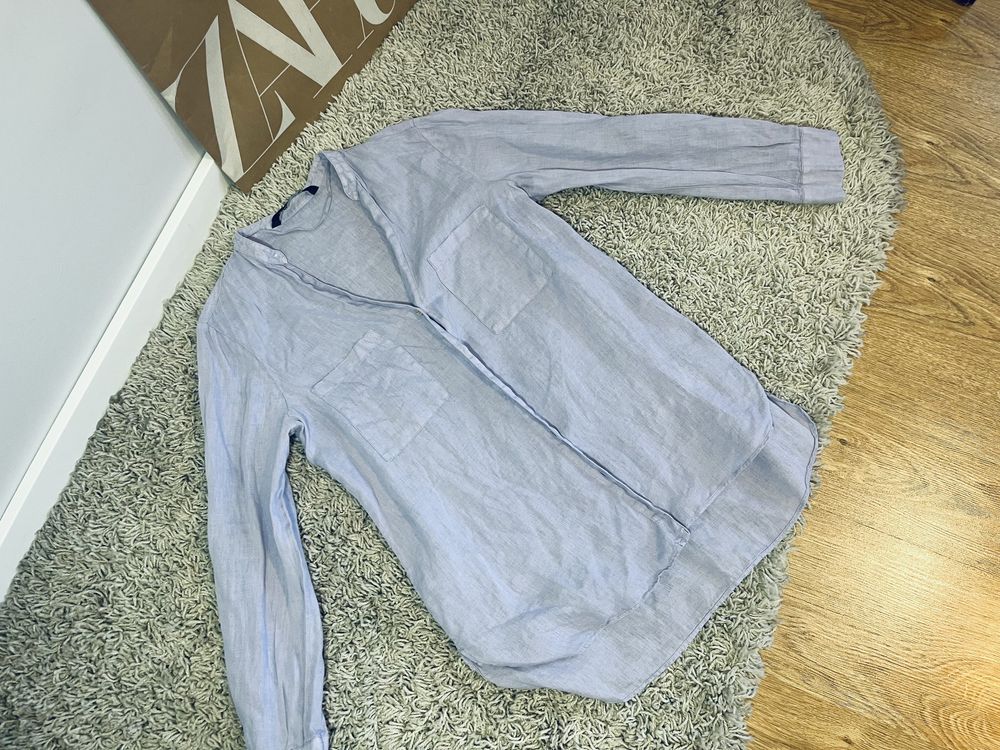 Lniana koszula fioletowa damska len 100% zara rozm xs