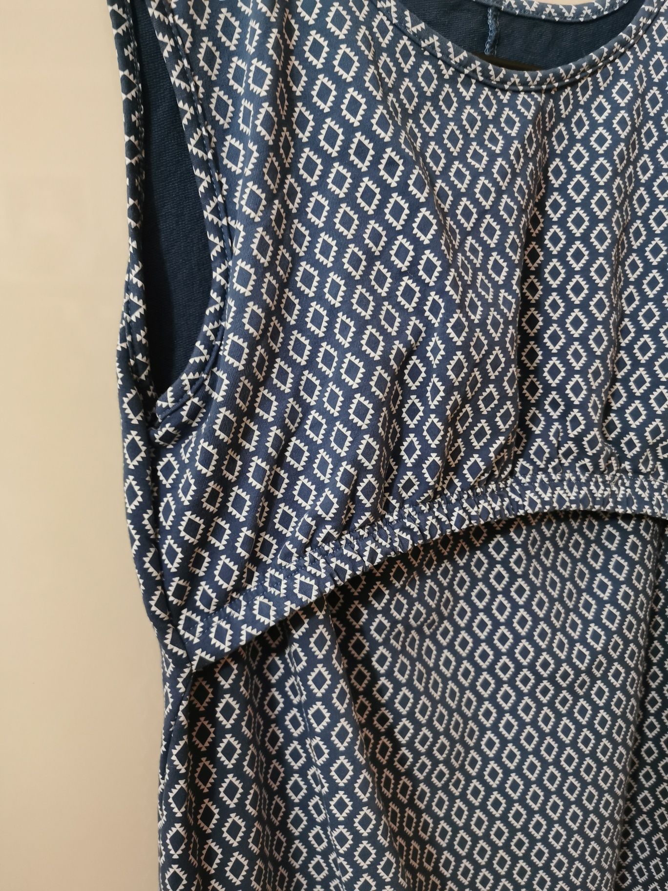 Sukienka ciążowa do karmienia Oasi 42 XL niebieska kieszenie