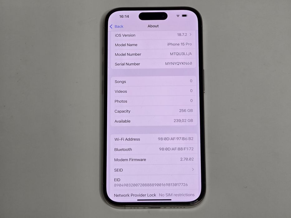 Iphone 15 Pro 256 GB Neverlock eSim