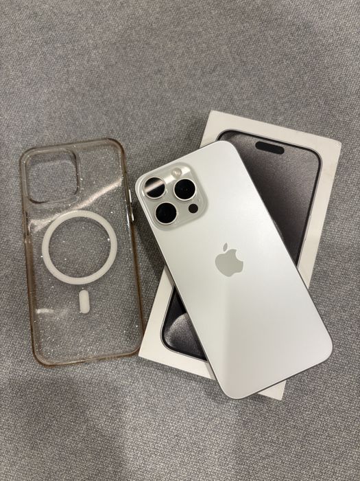 iPhone 15 pro max White 256 Gb Neverlock Sim+esim 98%