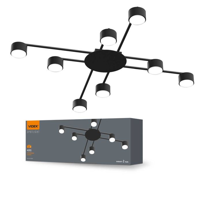 Світильник VIDEX під лампу 8xGX53 накладний VL-SPF22B -W -B ; Люстра
