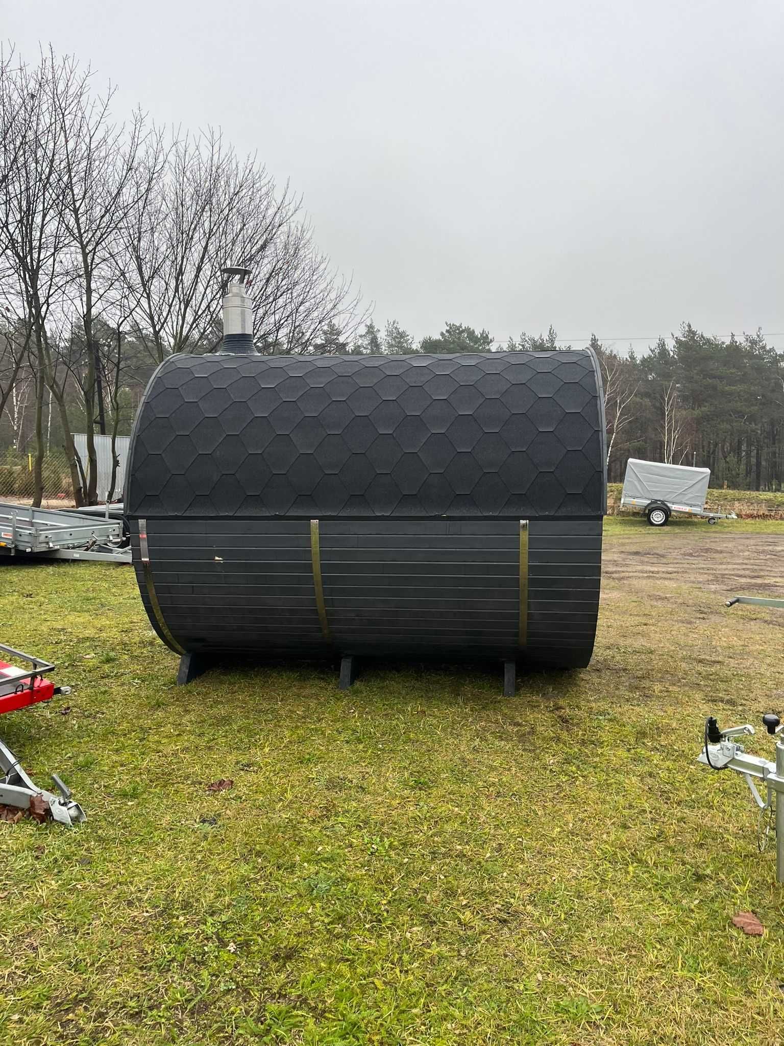 Sauna ogrodowa z piecem opalanym drewnem panorama ławeczka 1-8 osób