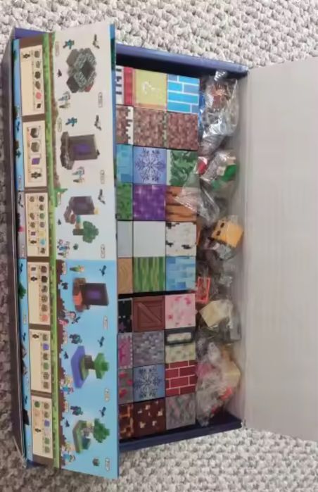 Duży Zestaw 24 Klocków Magnetycznych I Ludzik Z Minecraft Prezent