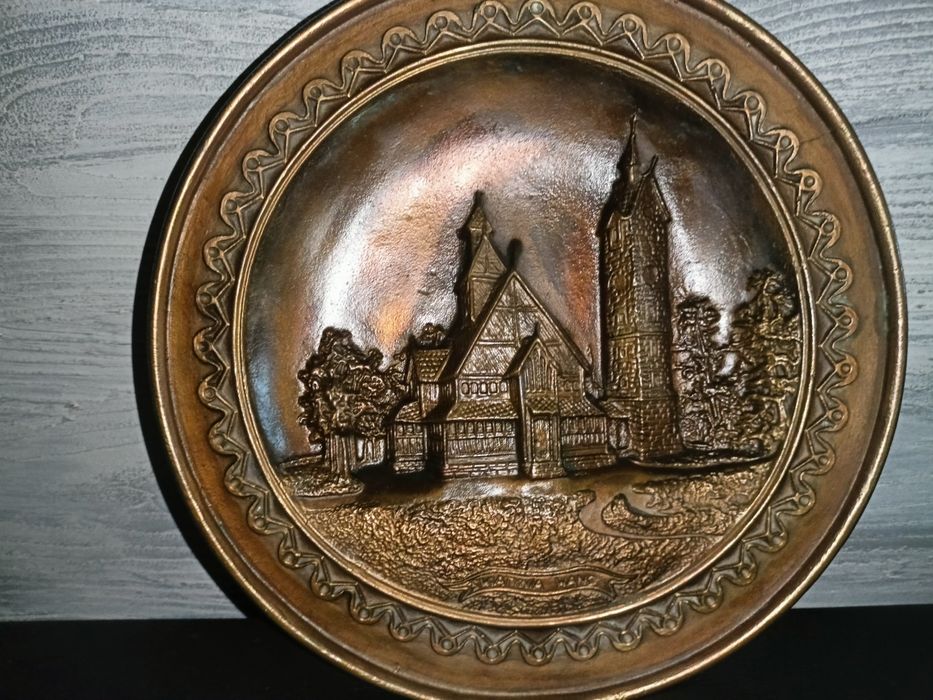 Talerz, płaskorzeźba, obraz - Świątynia Wang z brązu lub mosiądzu
