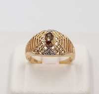 pierścionek złoto 585 turmalin diamenty certyfikat