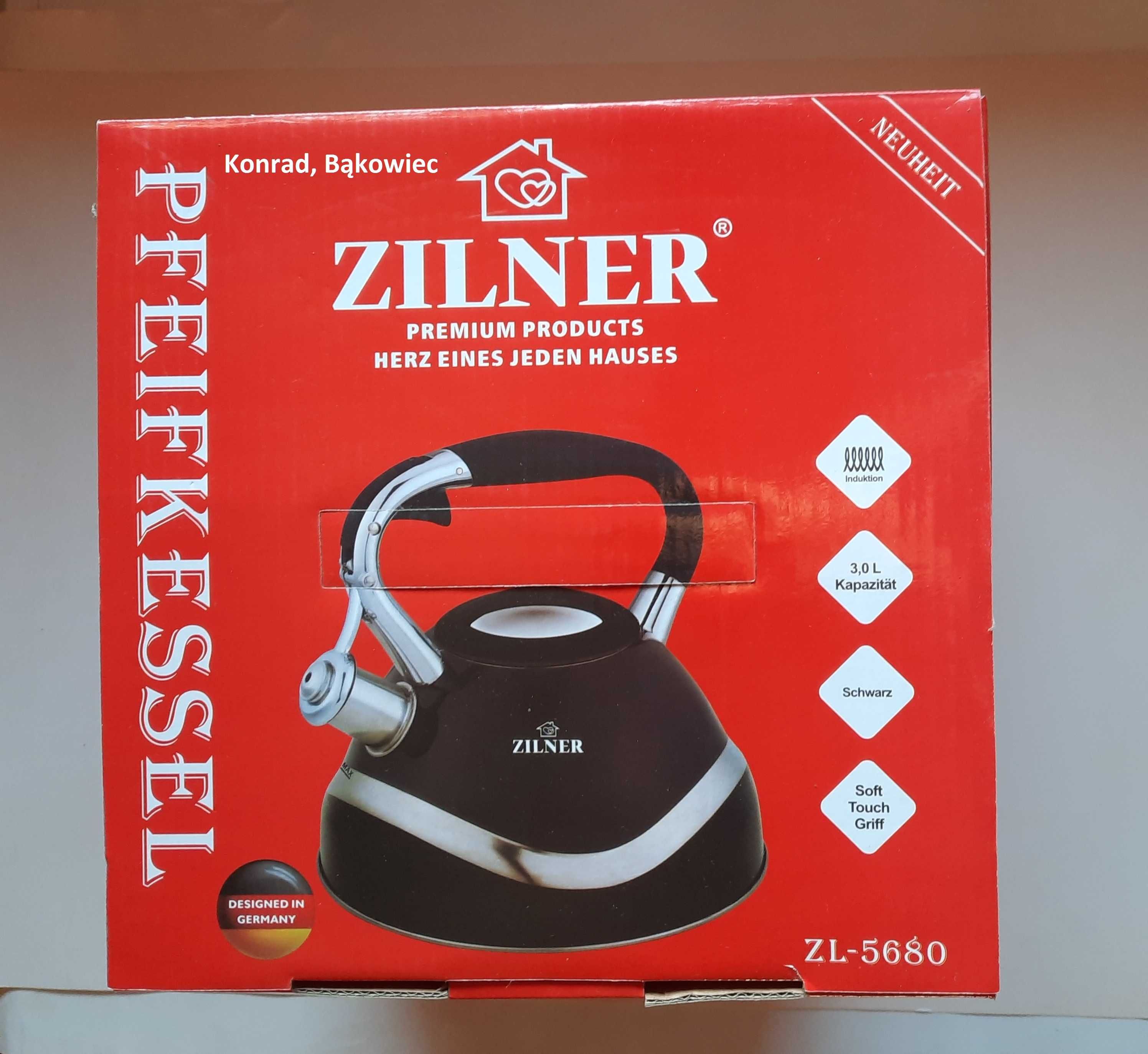 Czajnik 3L litry z gwizdkiem czarny na Gaz,Indukcję... czajniki ZILNER