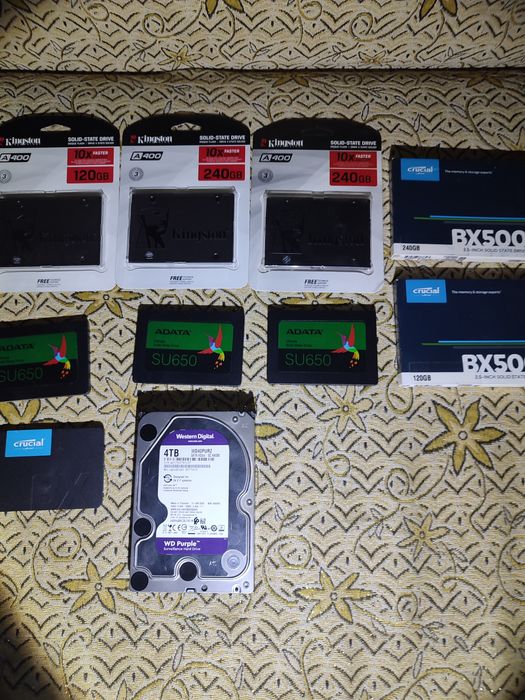Ssd sata 120/240gb бу, новые hdd 4tb