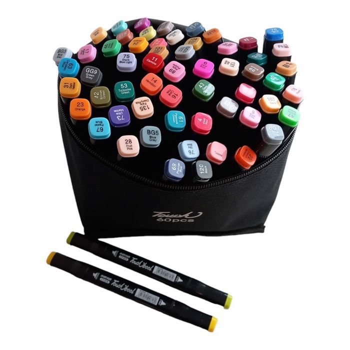 marker alkoholowy dwustronny zestaw 60szt