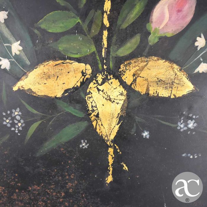 Grande Tabuleiro em folha de metal, pintado à mão, séc. XIX