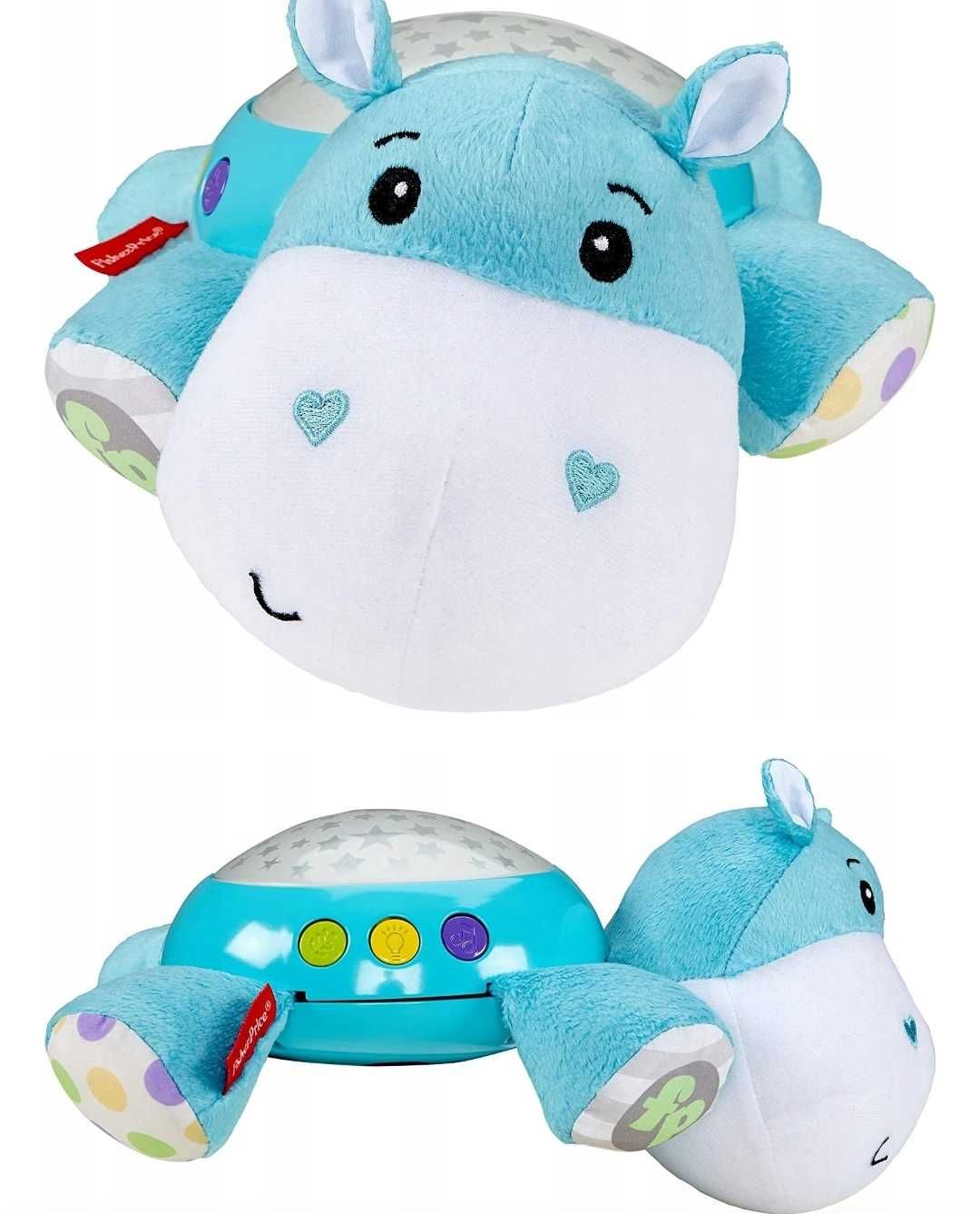 Grający i świecący hipopotam,Fisher Price pluszowy projektor gwiazd