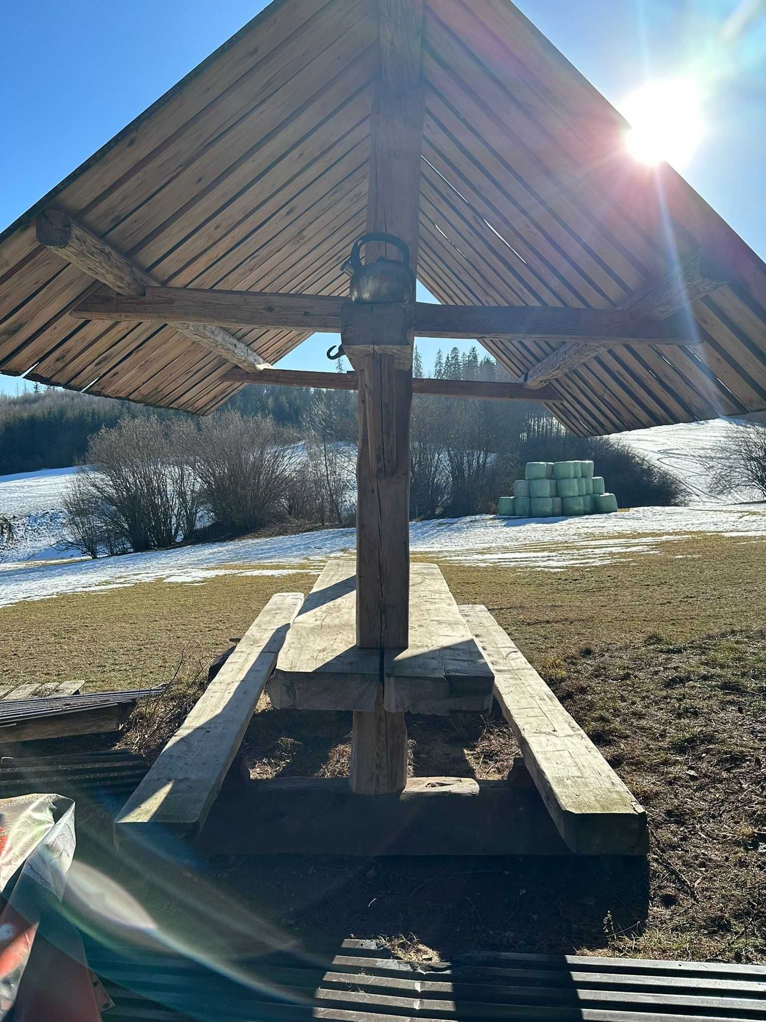 Stół  Drewniany Góralski z Zadaszeniem  Altana – 100 LETNIE DREWNO!