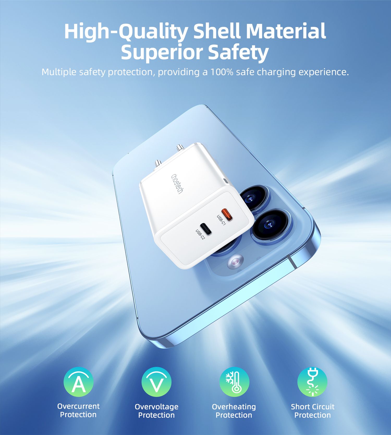 ładowarka sieciowa gan 2x usb-c pd 65w biała