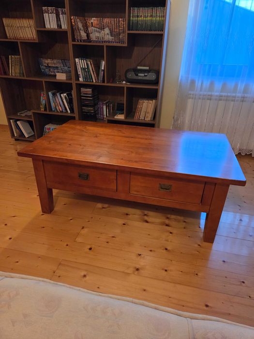 Ława lite drewno brzoza dwie szuflady przelotowe