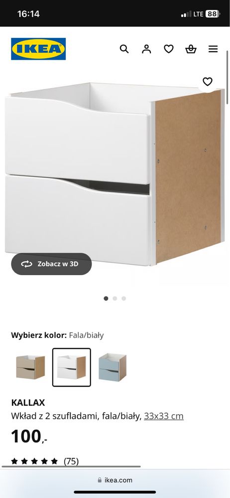 Kallax 2 x 4 z wkladami IKEA