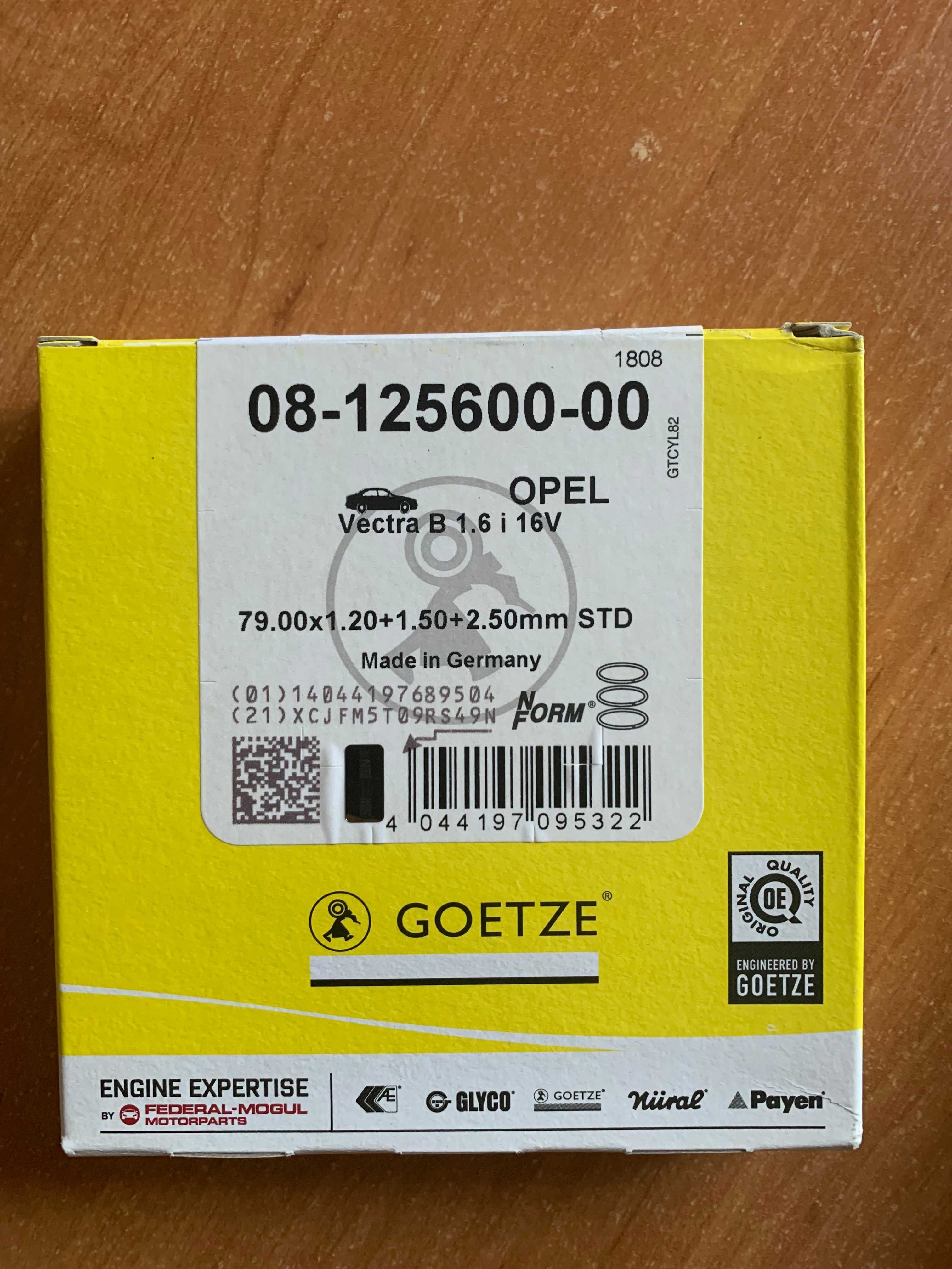 Кольца поршневые GOETZE 08-125600-00 Opel Astra G, Vectra b 1.6 16v