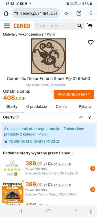 Ceramstic Plytka fotuna smok dekor Pg 
-01  60*60