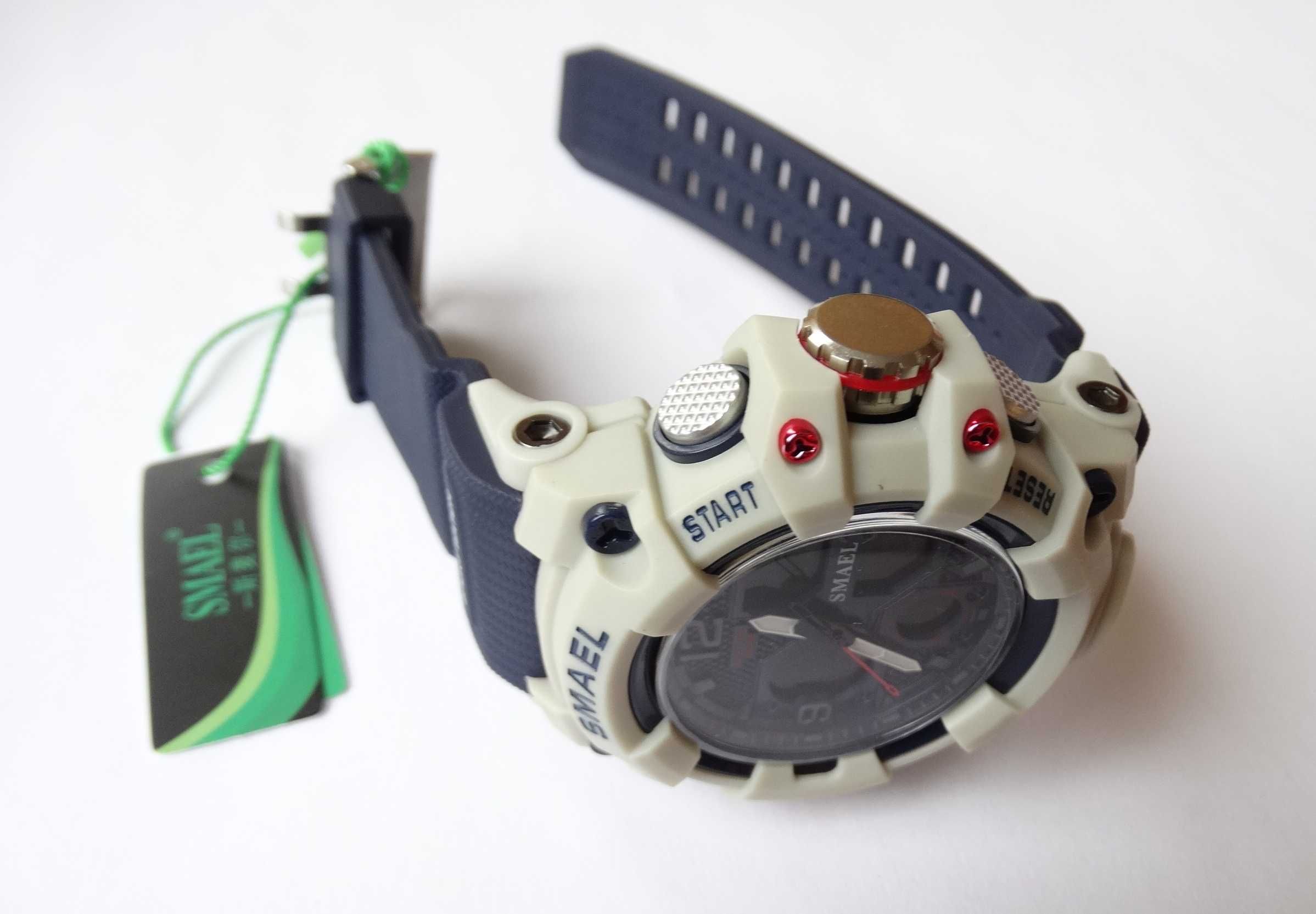 Duży zegarek Smael elektroniczny cyfrowy wojskowy sportowy stoper WR50