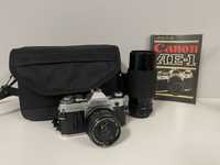Canon AE-1 - 28mm f2.8, 70-200 f4, zestaw, aparat analogowy!