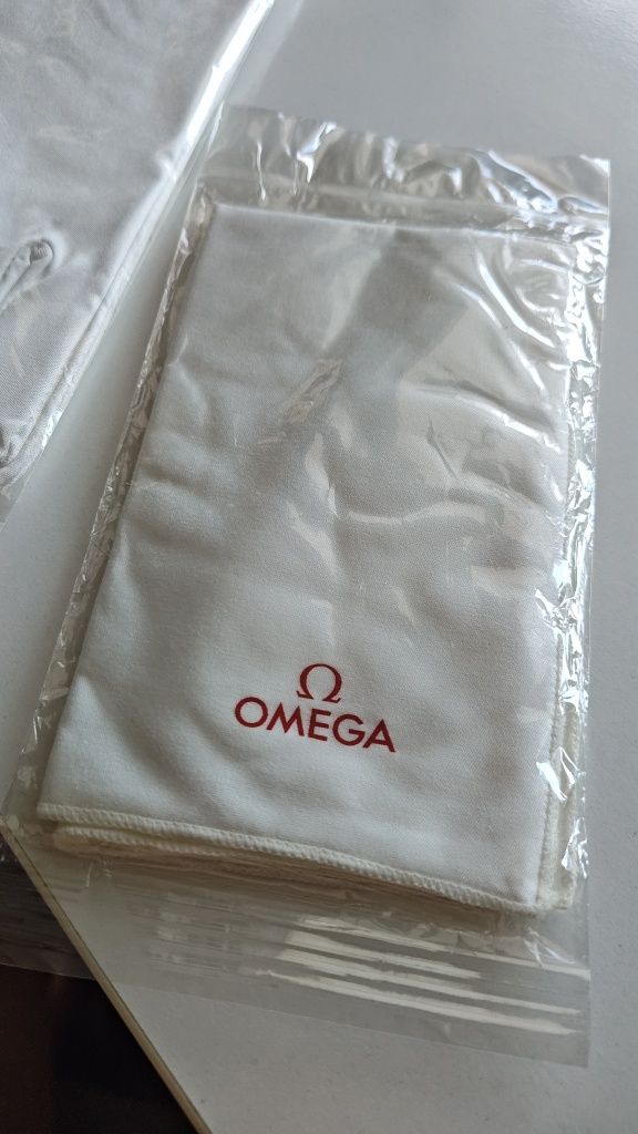 Zestaw Omega Rękawiczki do zegarków Ściereczka do czyszczenia Nowe